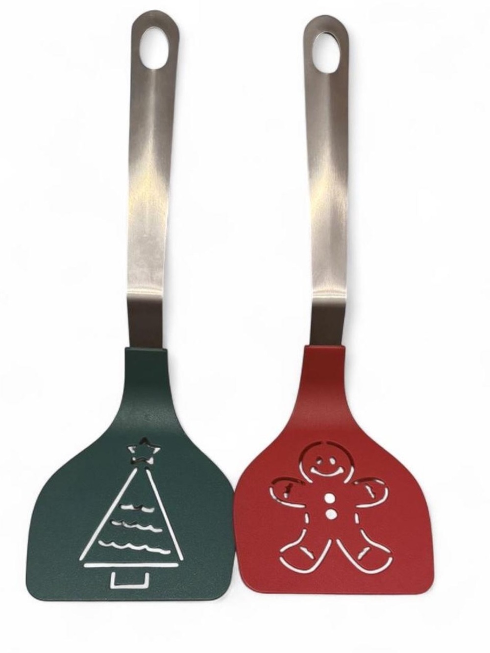 Holiday-Themed Silicone Spatula Set - Green & Red